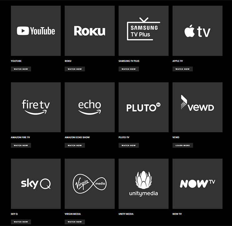 VEVO videos are syndicated videos on vevo.com, Mobile Apps (iPhone, iPod touch, iPad, Android, Windows Phone 7, BlackBerry PlayBook), Connected Television (Apple TV, Pluto TV, Samsung TV, Roku, Google TV, Boxee) and user embedded video players. Additionally, through a partnership with YouTube, VEVO is accessible in over 200 countries.